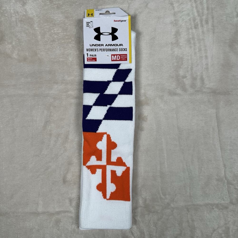 NWT Under Armour UA Performance Sock White Run Baltimore Maryland Medium 7-10.5